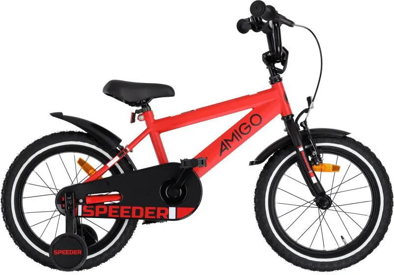 AMIGO Speeder 16 Inch Jongens Terugtraprem Rood/Zwart