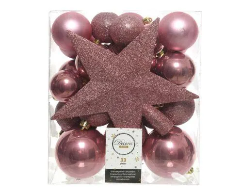 Decoris 023447 Kerstballen Kunststof Mix - 33 Stuks