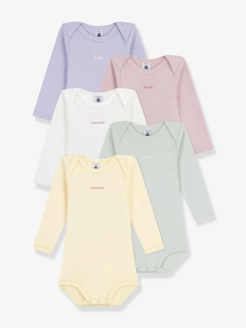 Lot 5 bodies manches longues jours semaine bébé - multicolore