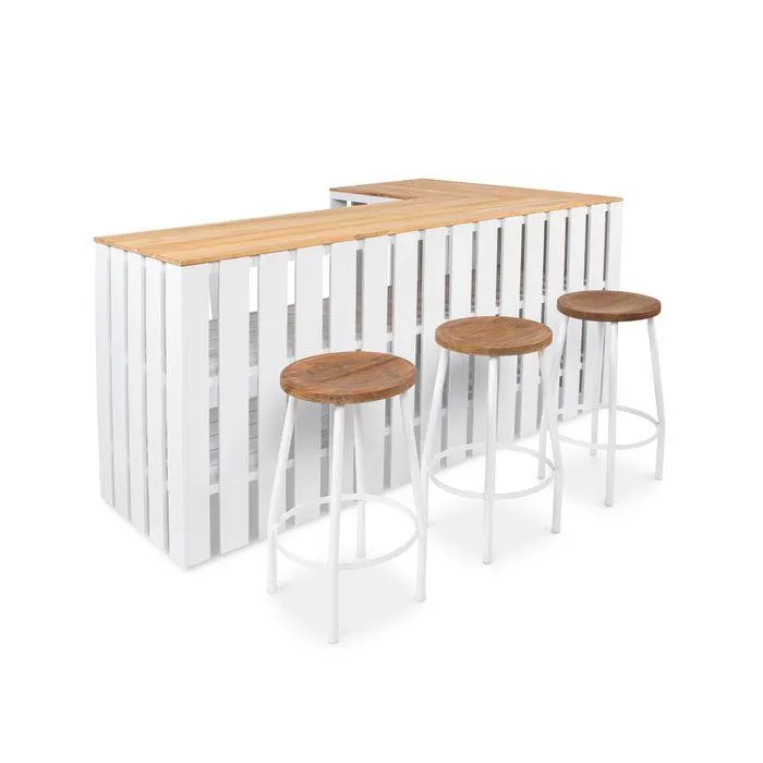 Fiji bartafel | wit aluminium | robuust teak