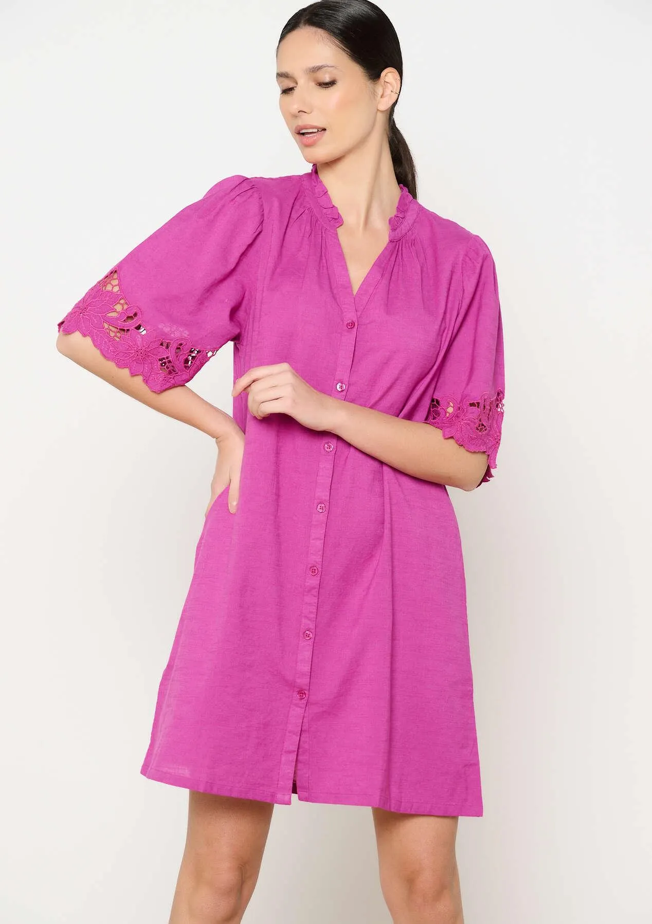 Shirt dress with cut-out details