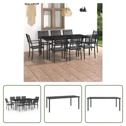 vidaXL - Acier - Mobilier de salle à manger d'extérieur 9 pc Acier - 307351