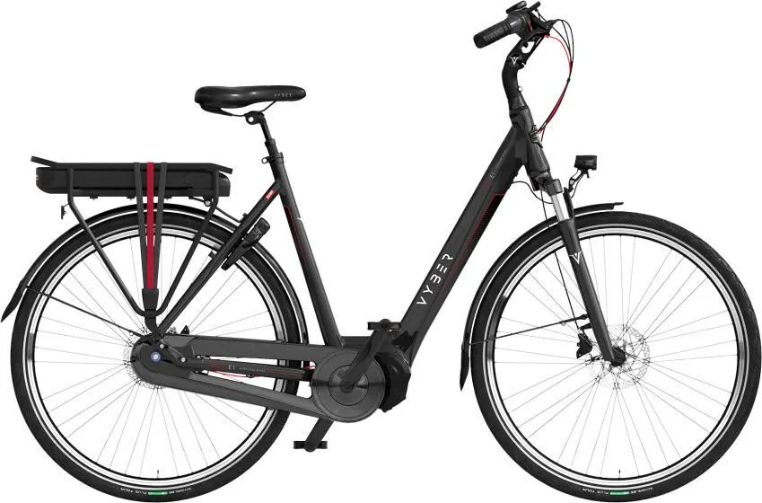 Vyber Ride E1 378Wh 28 Inch Dames 7V Hydraulische schijfrem Zwart/Rood