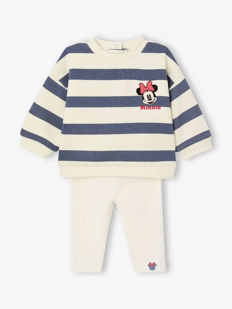 Ensemble bébé sweat-shirt + legging Disney Minnie - rayé bleu
