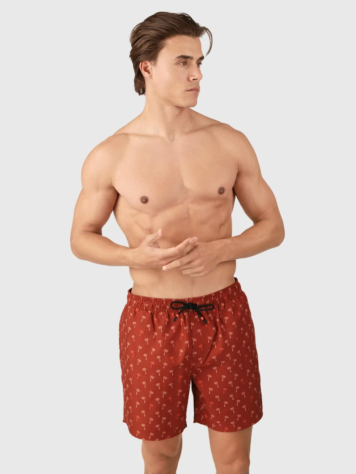 Cester-Mini Men Swim Shorts | Mini Palm Aqua Arabian Spice