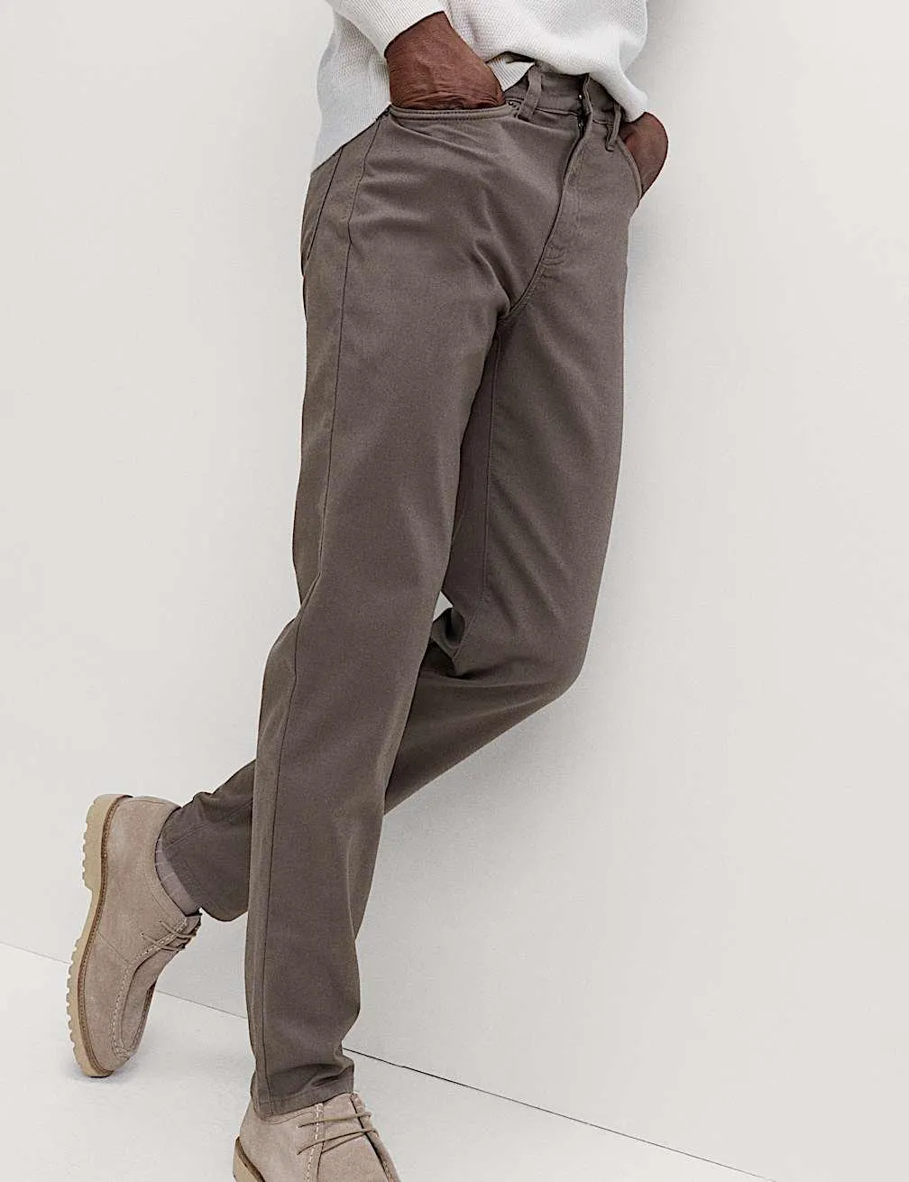 Straight Fit Textured 5 Pocket Trousers