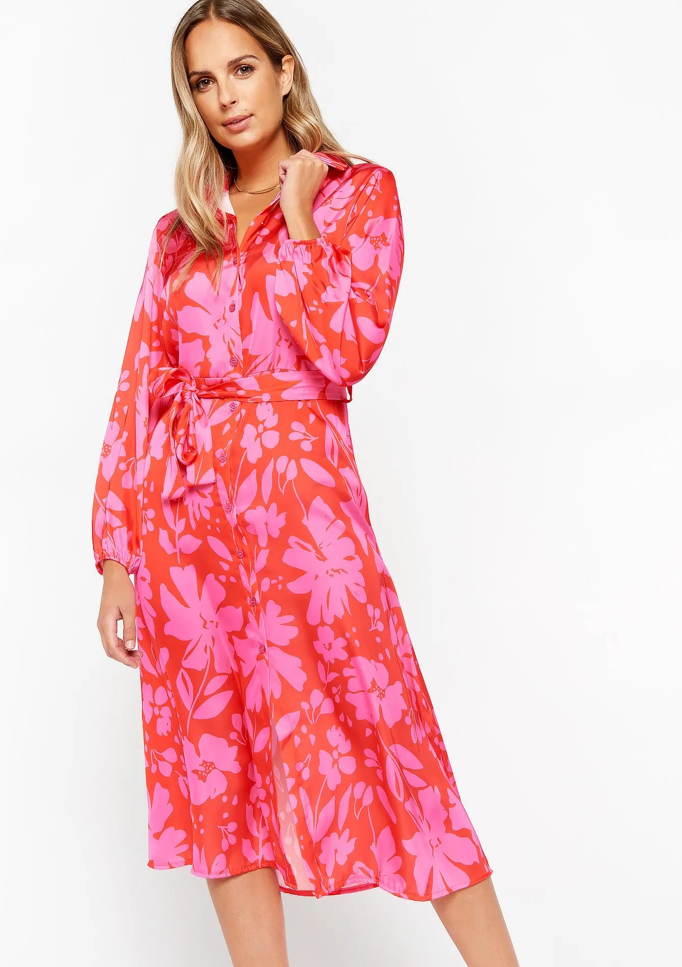 Midi shirt dress with split