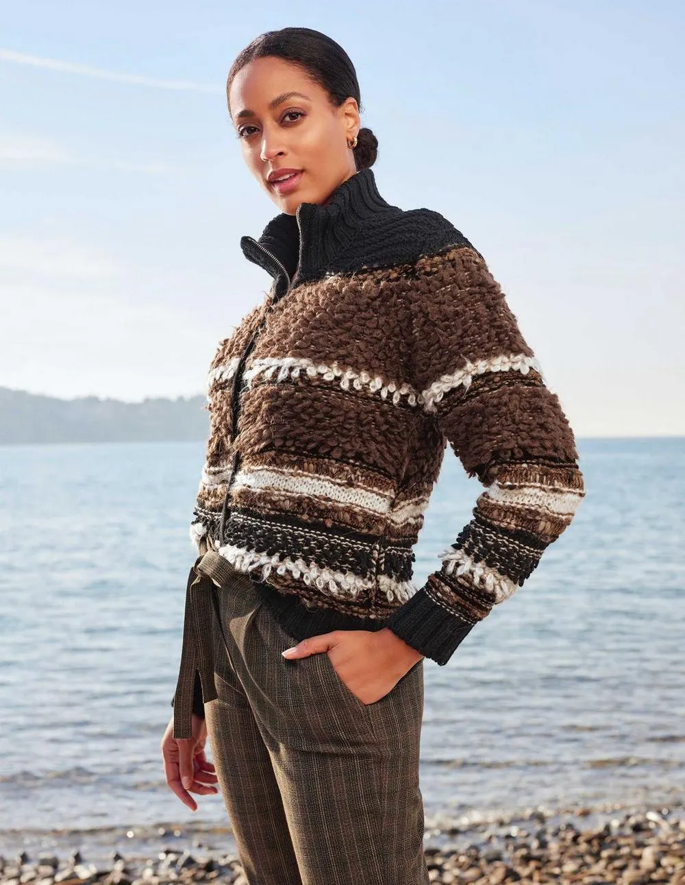 Vest met franjes en glanseffecten