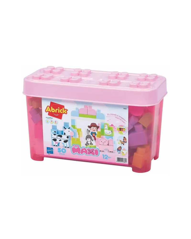 MAXI ABRICK BARIL ROSE ANIMAUX FERME 50P
