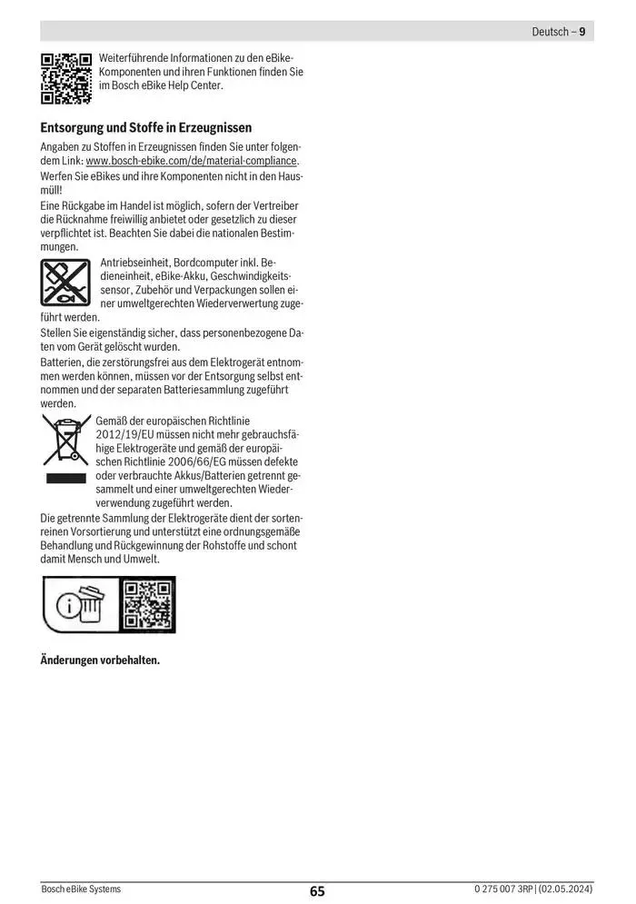 Electric Bike Manual van 12 februari tot 12 augustus 2025 - folder pagina 65