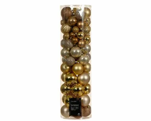 Decoris 23805 Kerstballen Kunststof Mix - 80 stuks