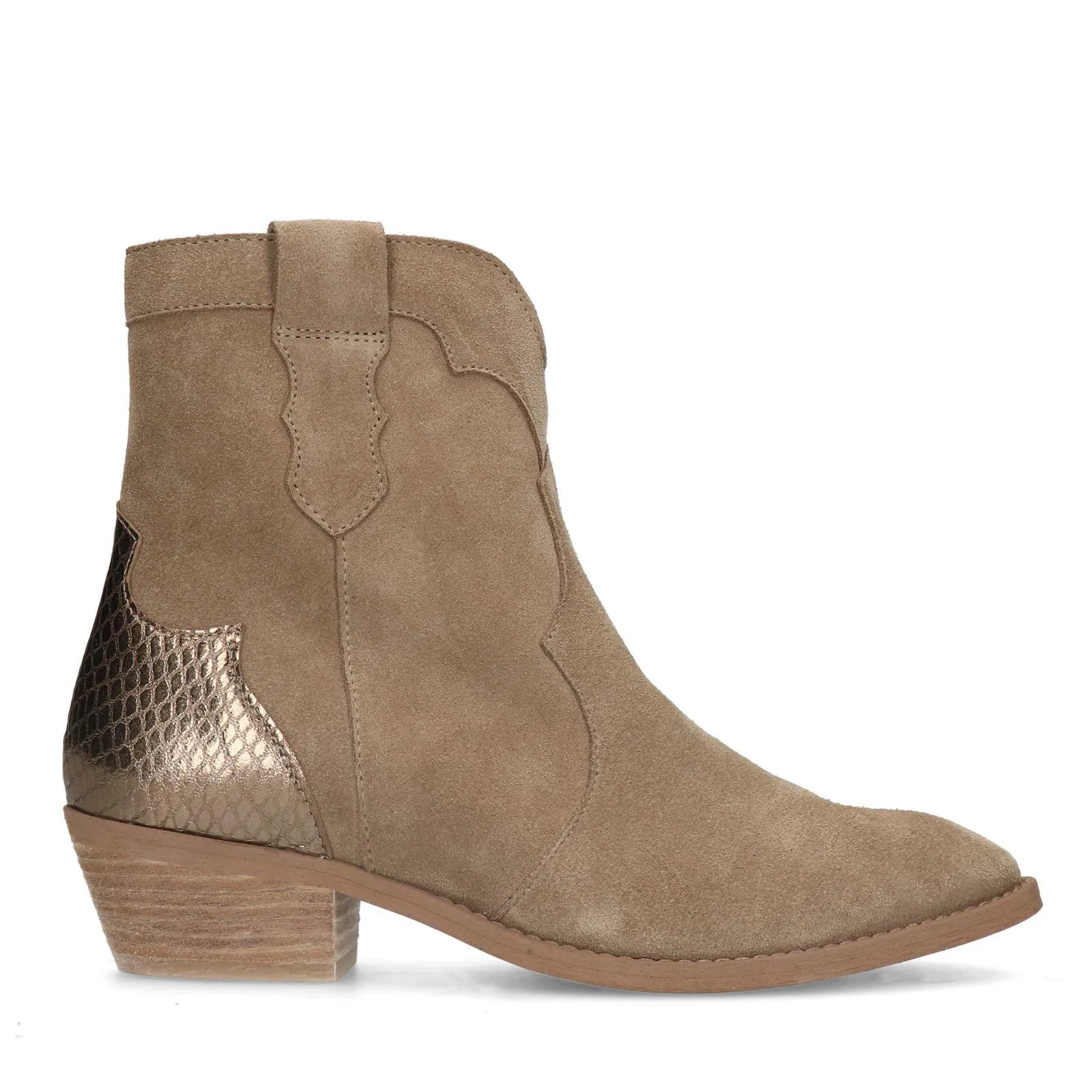 Manfield Taupe suède cowboy laarzen