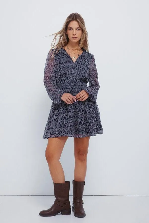 Vestido corto estampado geométrico