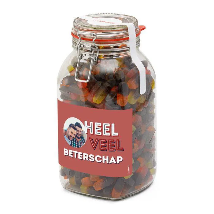 Snoeppot Dropfruit | 1,9 kg | Beterschap met eigen foto