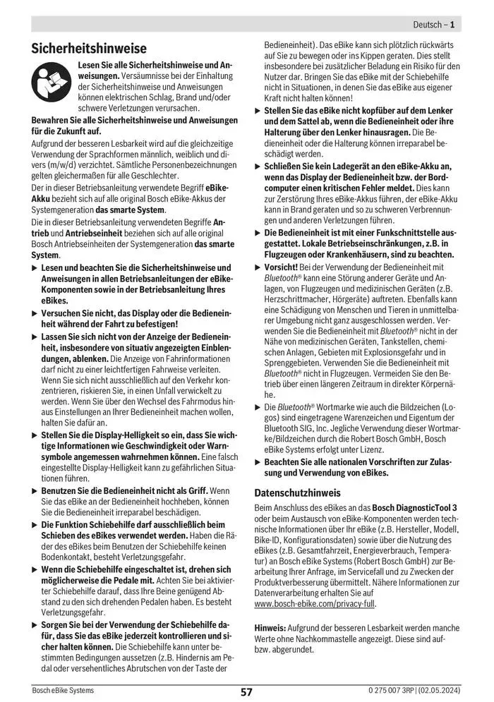 Electric Bike Manual van 12 februari tot 12 augustus 2025 - folder pagina 57