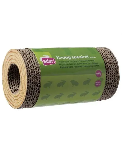 Adori Knaagspeeltje Boomstam Karton - Speelgoed - Ø9.5x18 cm Bruin