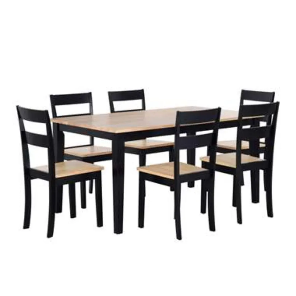 GEORGIA - Eetkamerset - Zwart - Rubberhout