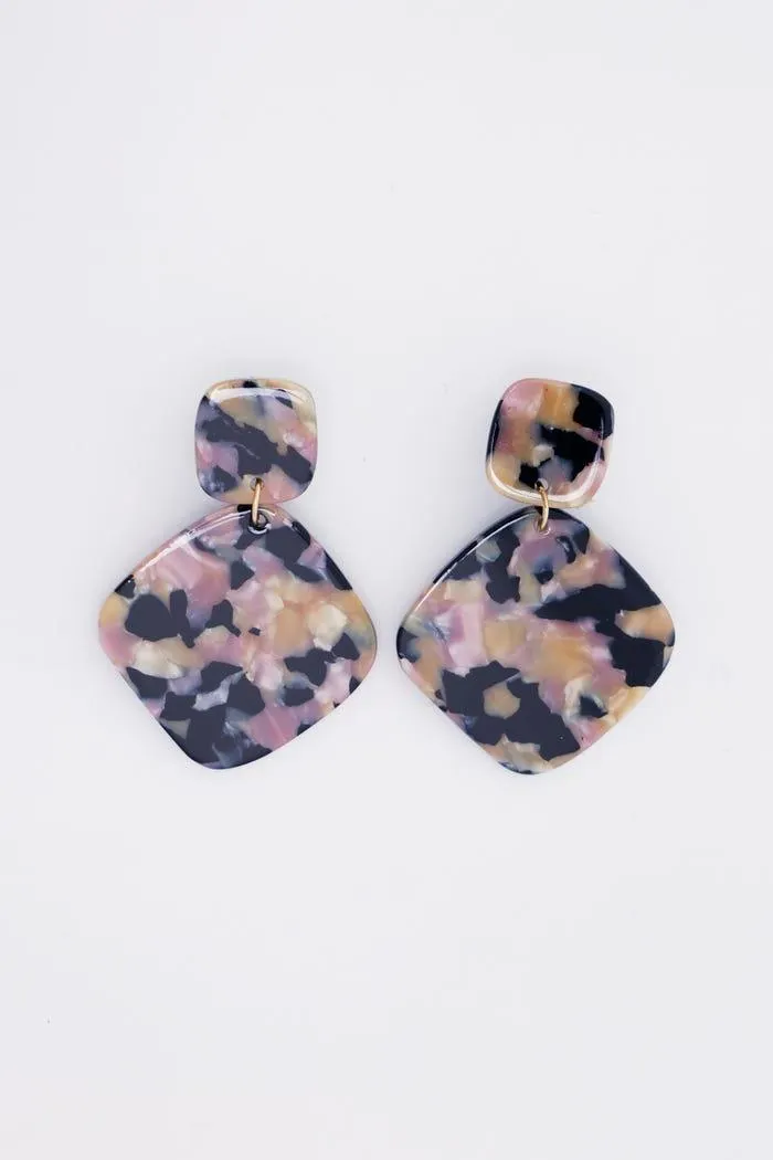 Oorbellen vierkanten tortoise