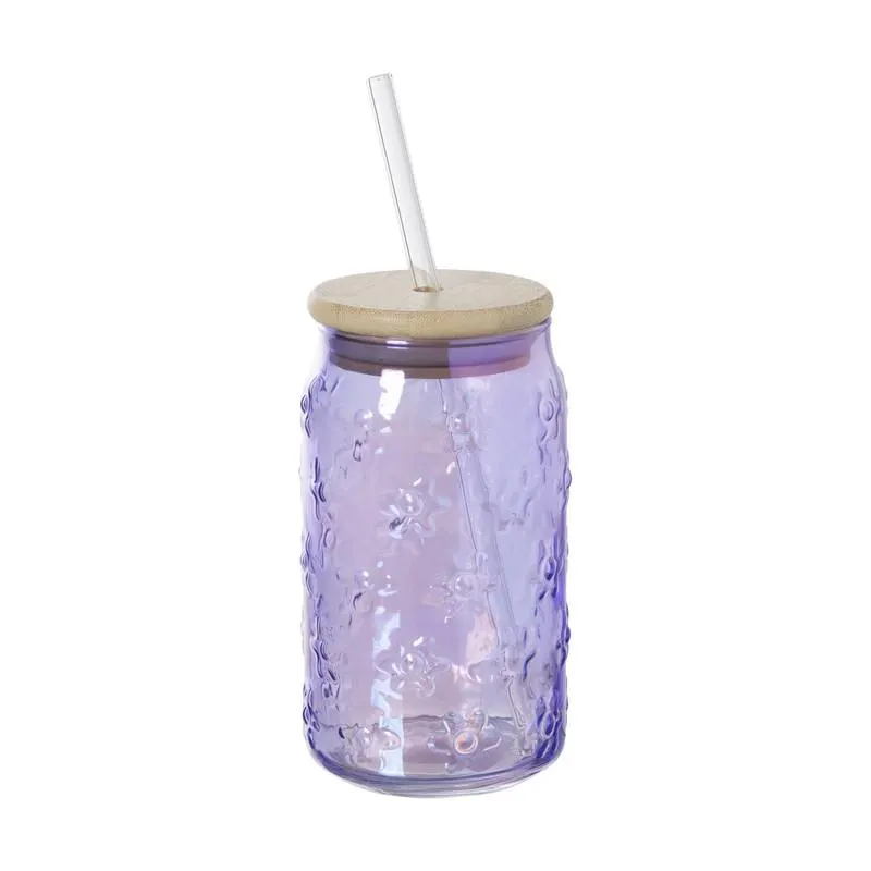 Mason jar iriserend - paars - ø7.5x14 cm