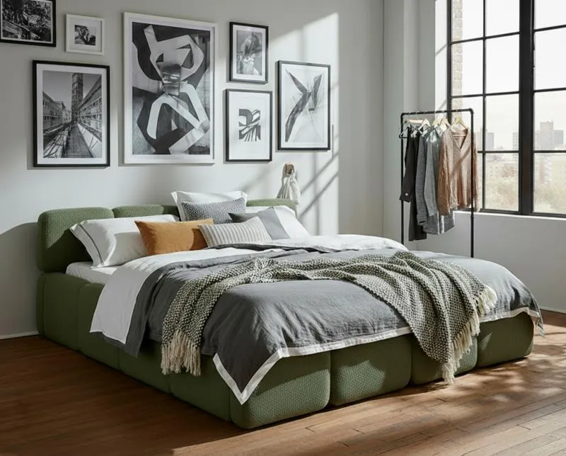 Boxspring (excl. matras) 180x200cm - donkergroen