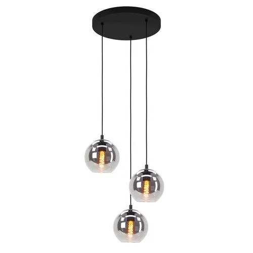 EGLO hanglamp Ariscani - ø 42,5 cm - rookglas - 3 lichts - zwart