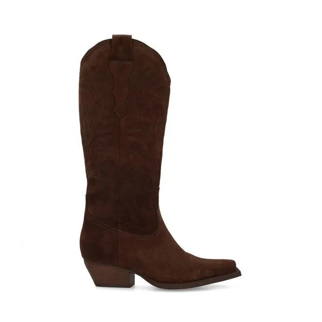 Bruine suède cowboylaarzen met stiksels