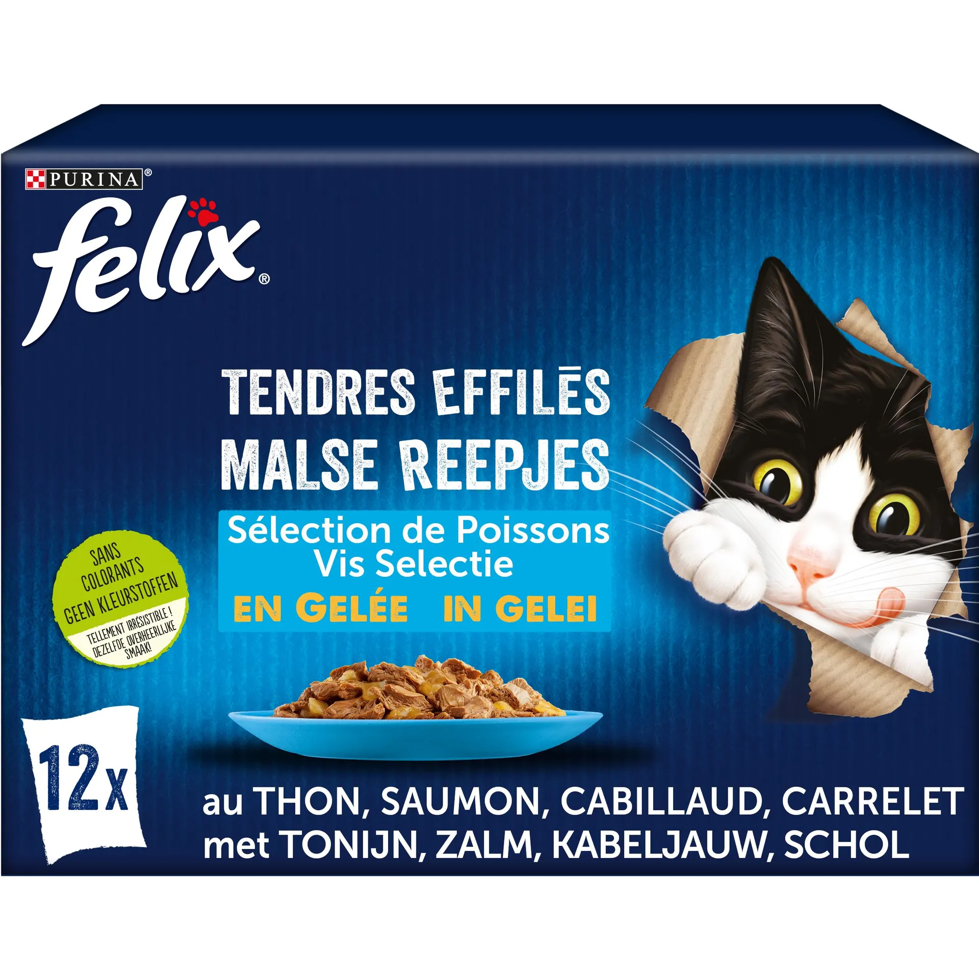 Felix kat malse reepjes visselectie in saus 12x85g adult