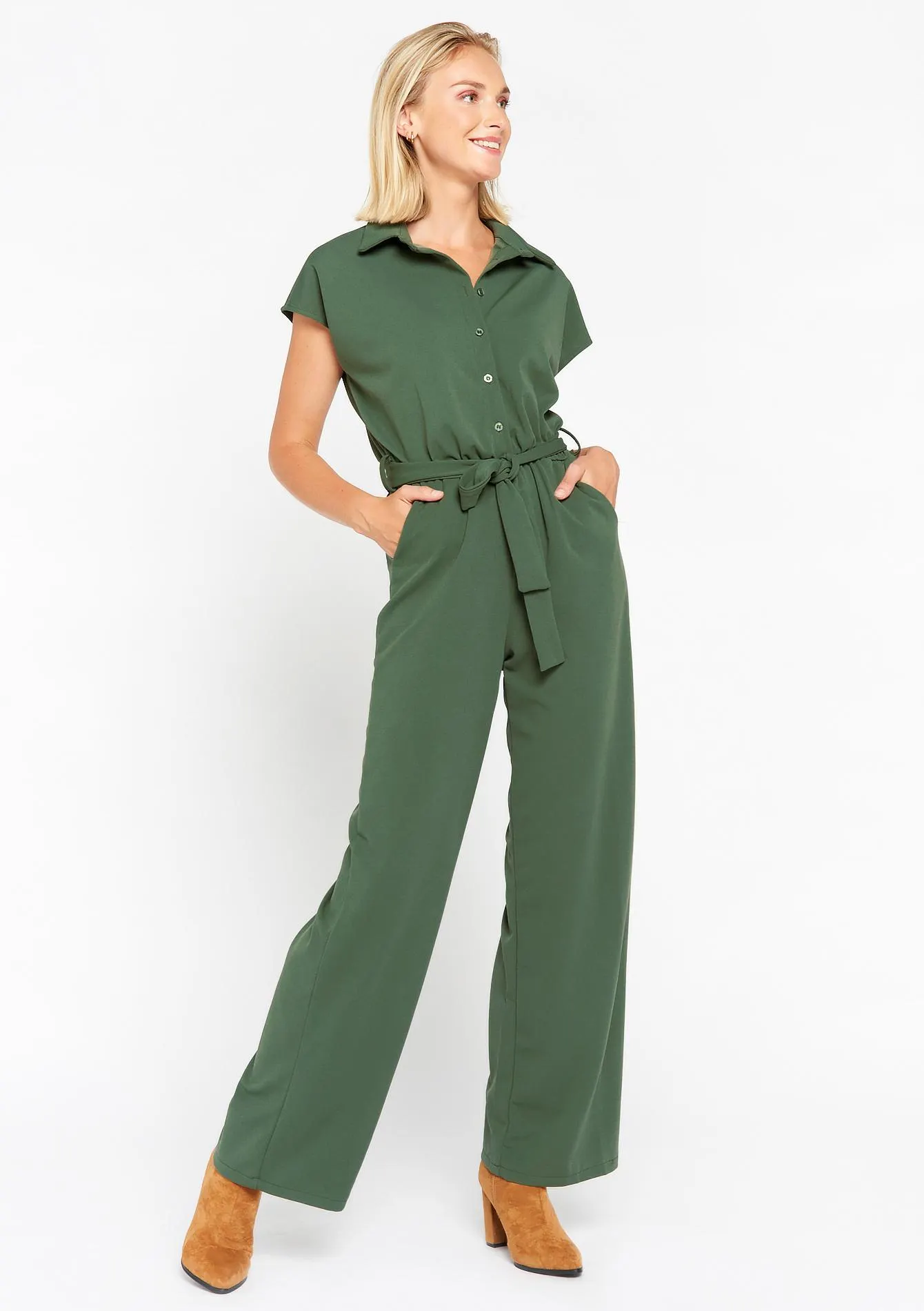 Jumpsuit with tie-belt
