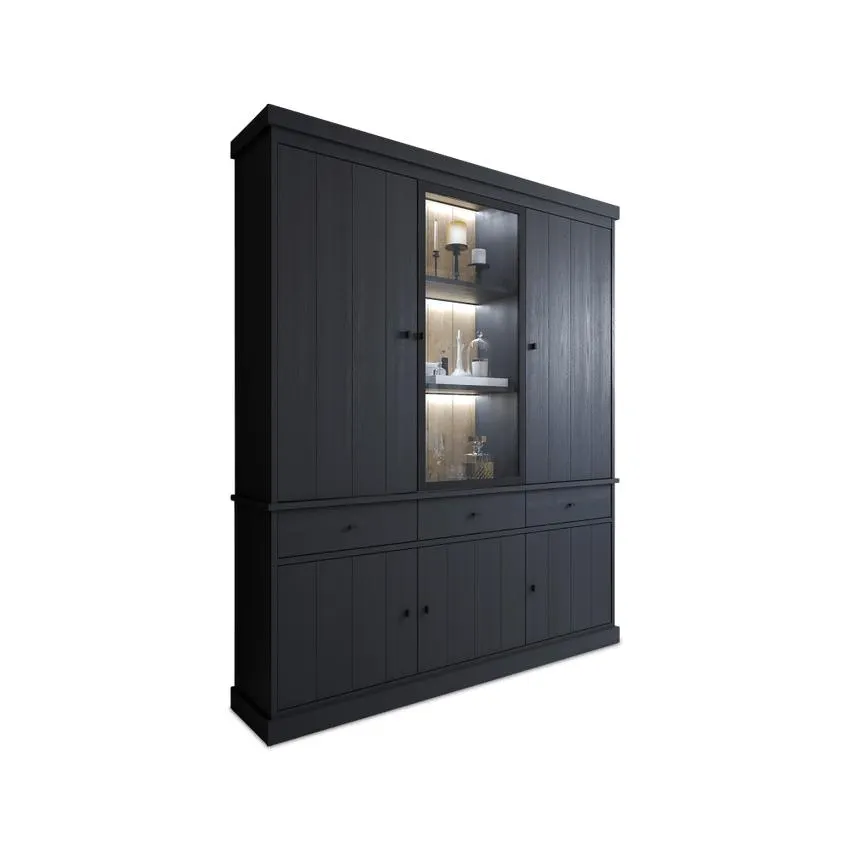 Vitrinekast CASTELLO 6D-3L Zwarte Eik