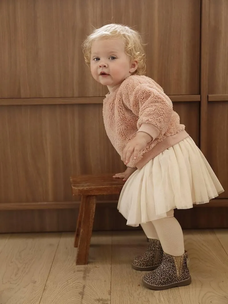 Ensemble bébé sweat-shirt + jupon - rose poudré