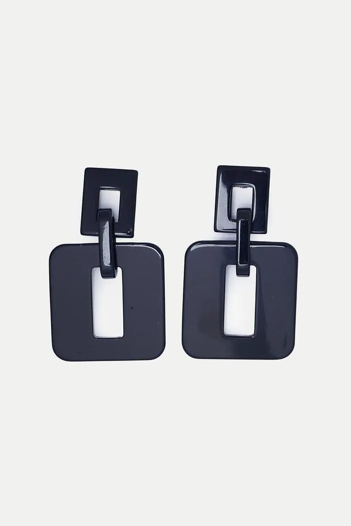 Oorbellen groot vierkant schakels