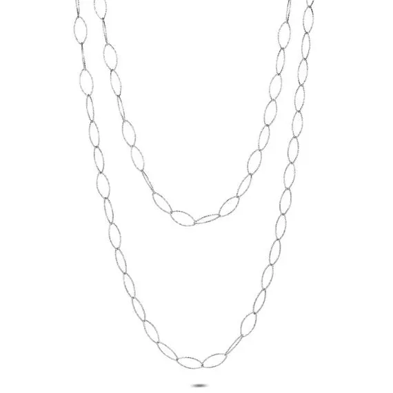 Armband in edelstaal, zilverkleurig, dubbele schakels