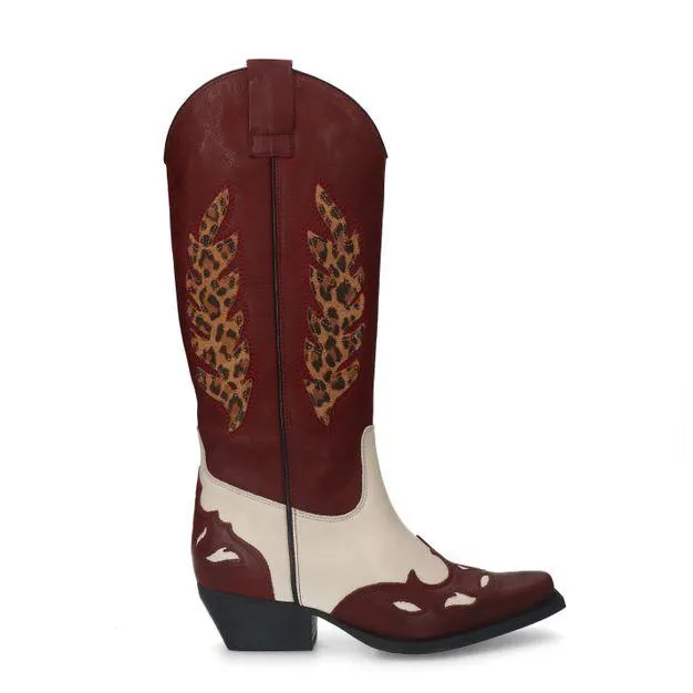 Rode cowboylaarzen met leopard details