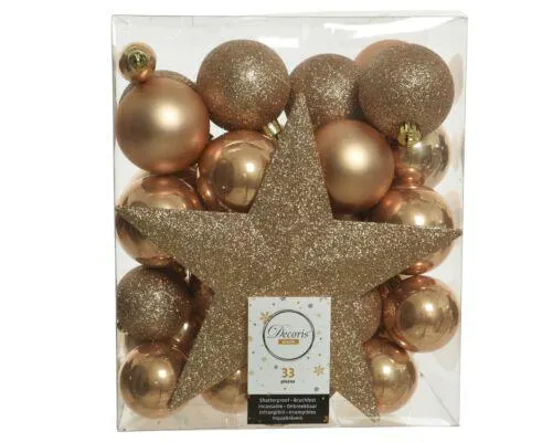 Decoris 023355 Kerstballen Kunststof Mix - 33 Stuks