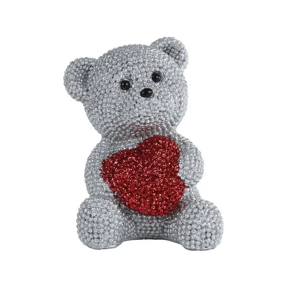 Sculptuur "bear Heart" Glinster Zilver 7x6x9cm