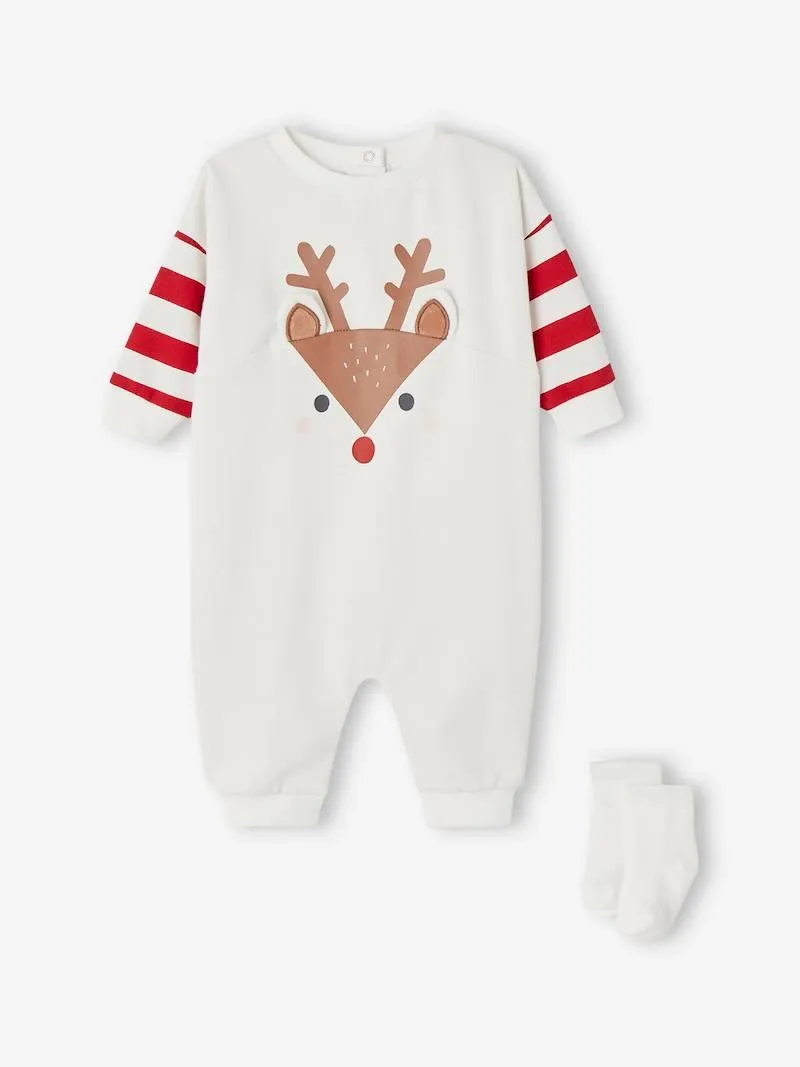 Coffret Noël dors-bien renne + chaussettes bébé