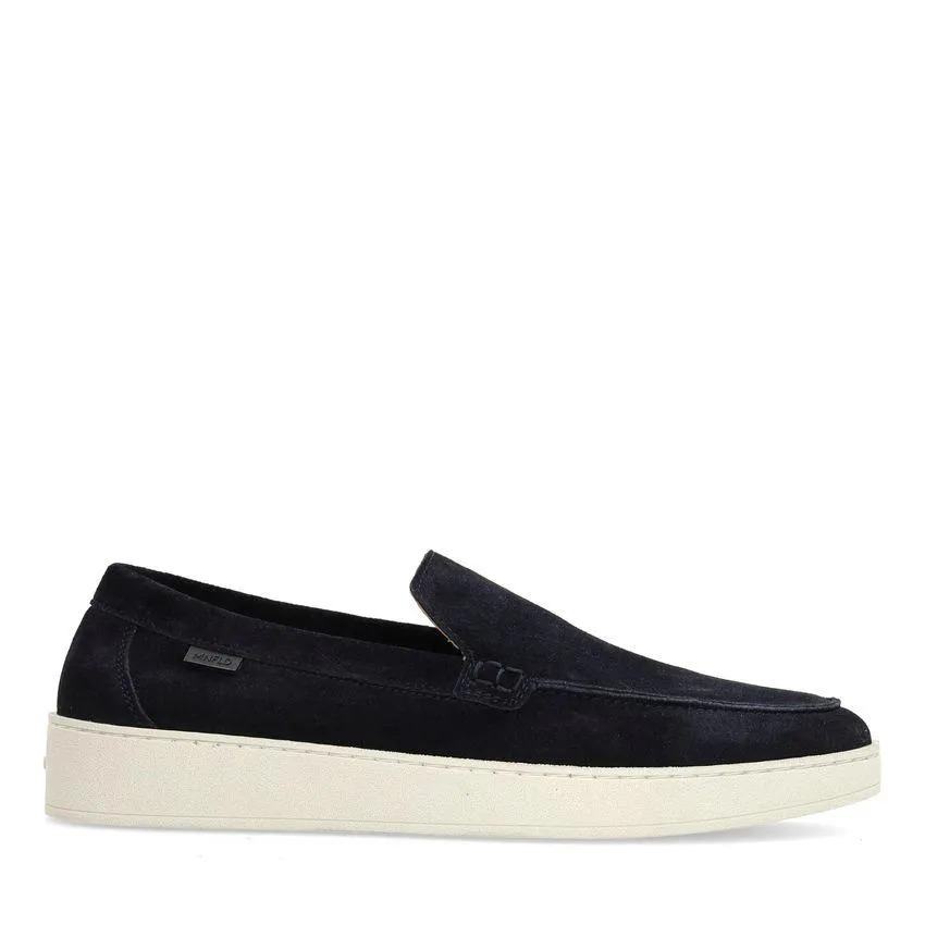 Donkerblauwe suède loafers