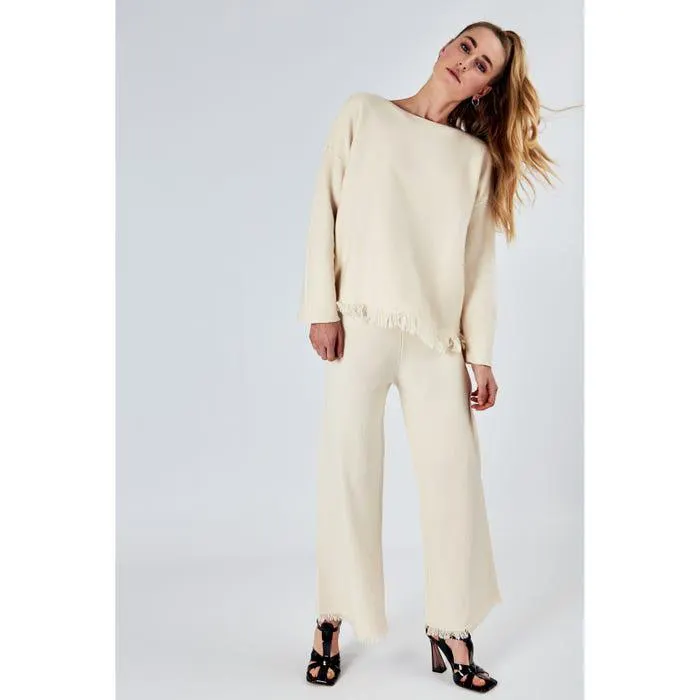 Gebreide broek franjes