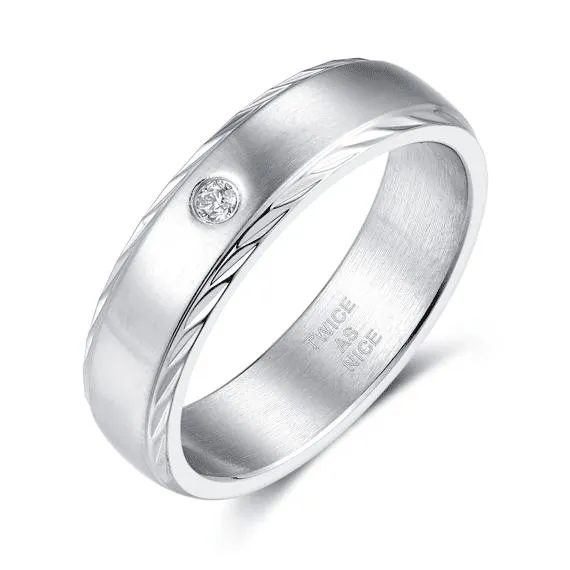 Ring in edelstaal, met een zirkonia