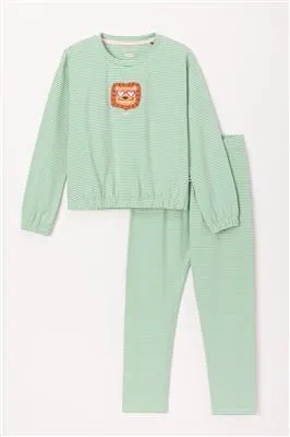 Pyjama Woody - lichtroos-groene streep