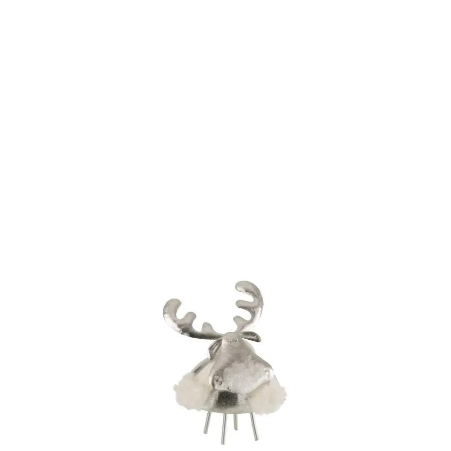 J-Line 26825 Hert Metaal/Textiel Zilver/Wit Small - 12,5 cm