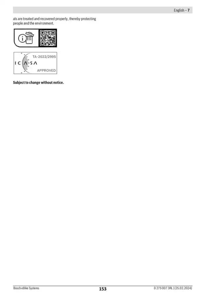 Electric Bike Manual van 12 februari tot 12 augustus 2025 - folder pagina 153