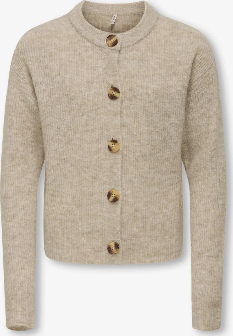 ONLY GIRLS Gebreid vest 'KOGCAMILLA' in Greige