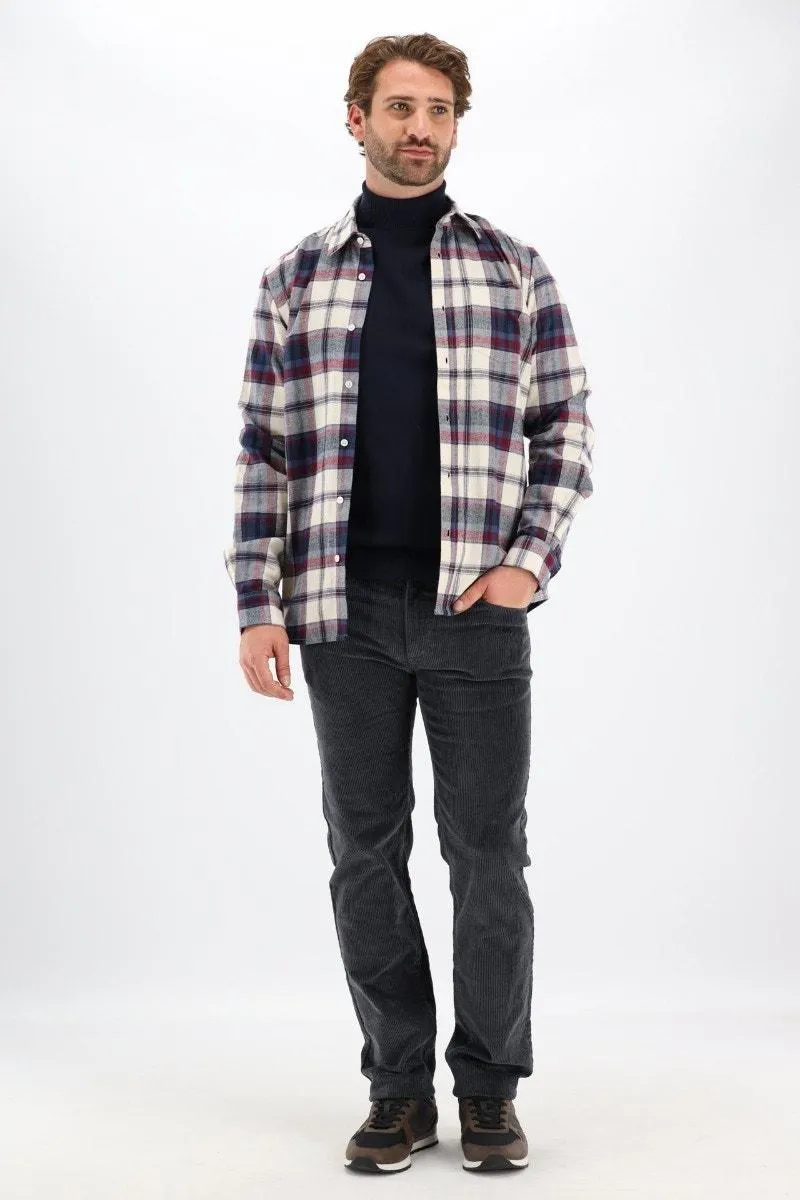 Blauw/wit/rood geruit flanel hemd