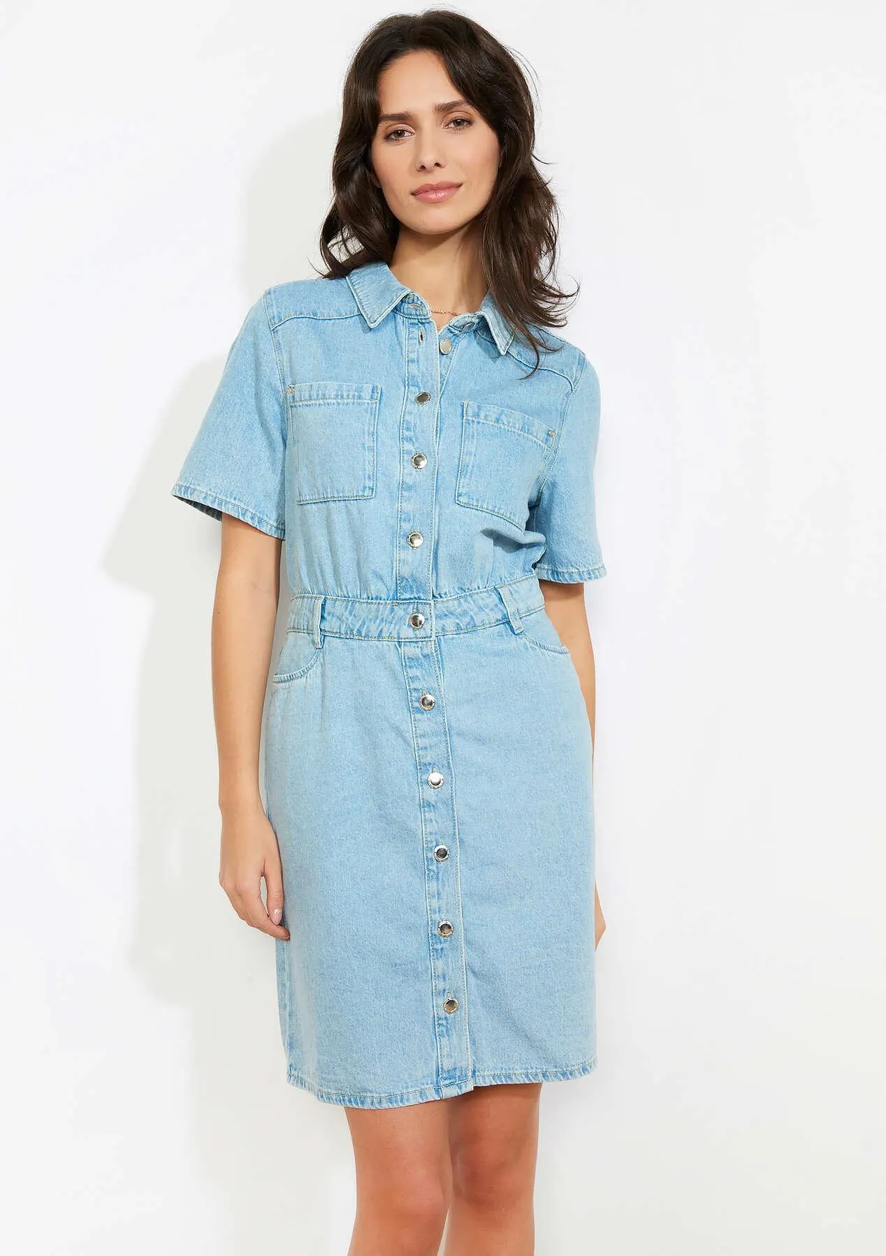 Short denim shirt dress