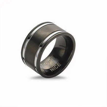 Ring in edelstaal, mat zwart, blinkend