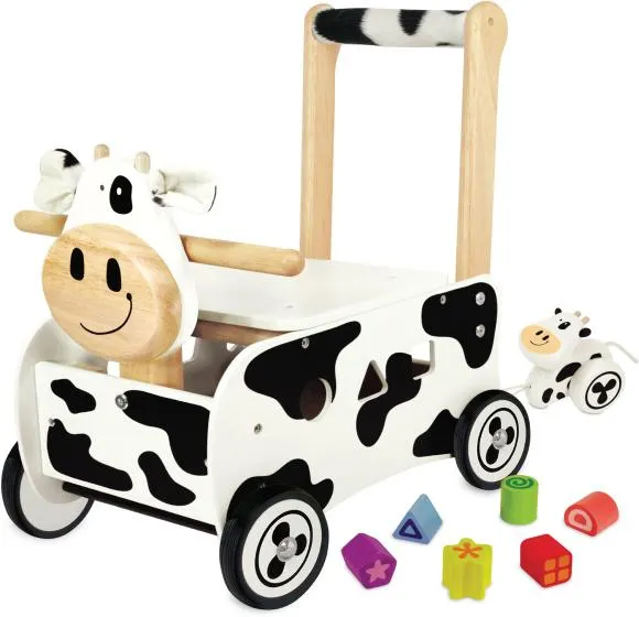 I'm Toy Loopwagen Koe met Vormenstoof & Mini Trekfiguur