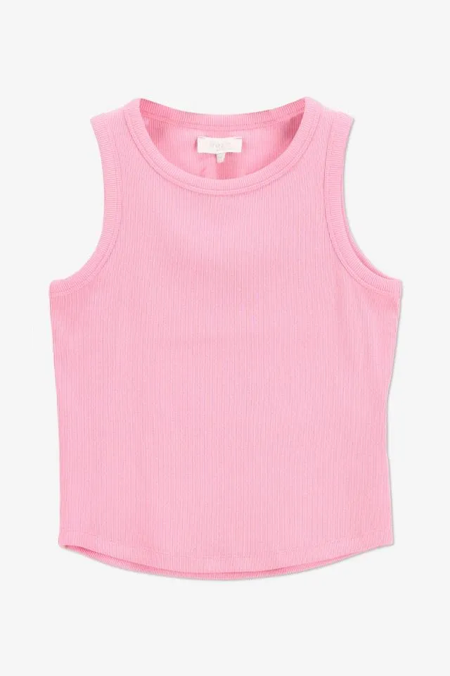 Roze fijn geribde top