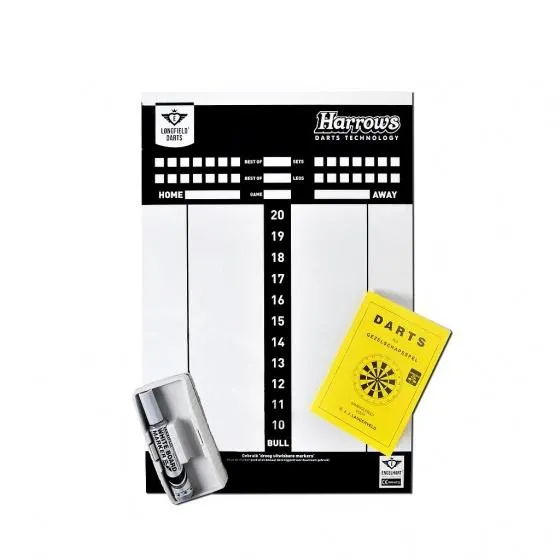 Longfield Games Darts Scorebord met Stift, Wisser & Spelregels