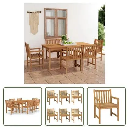 vidaXL - Bois - Ensemble à manger de jardin 7 pcs Bois de teck massif - 305994